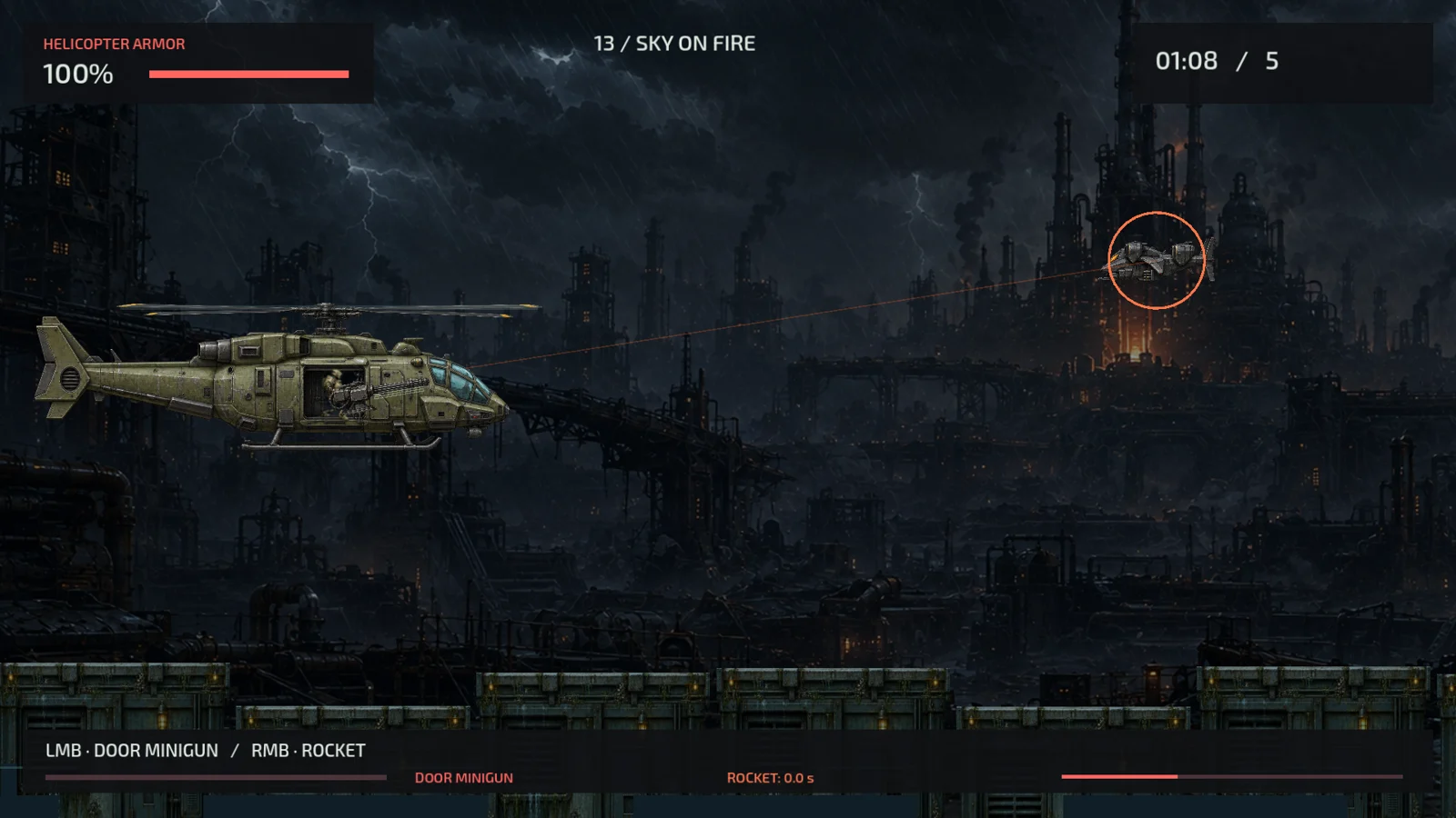 A helicopter gunner mission above the industrial colony